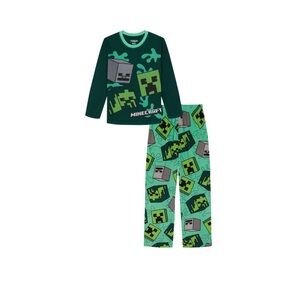 Minecraft Creeper Kids Pajama Set - Green and Black